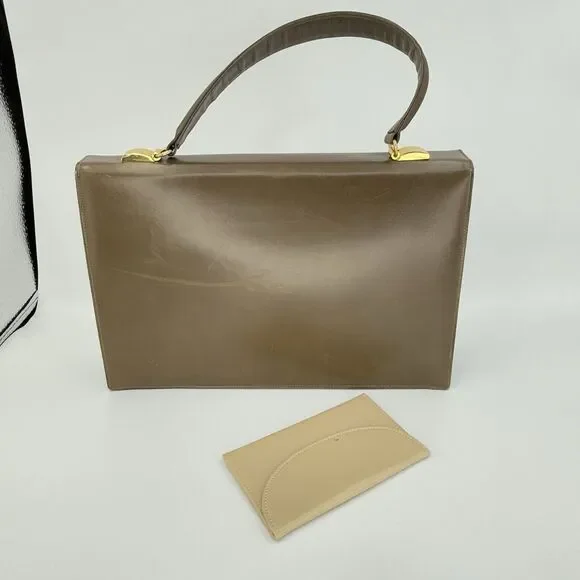 Vintage 1950s Dafar Brown Leather Handbag Purse - Picture 10 of 15